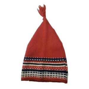 Vintage 1940s Ski Hat Womens One Size Orange Rust Striped Wool Made In Austria